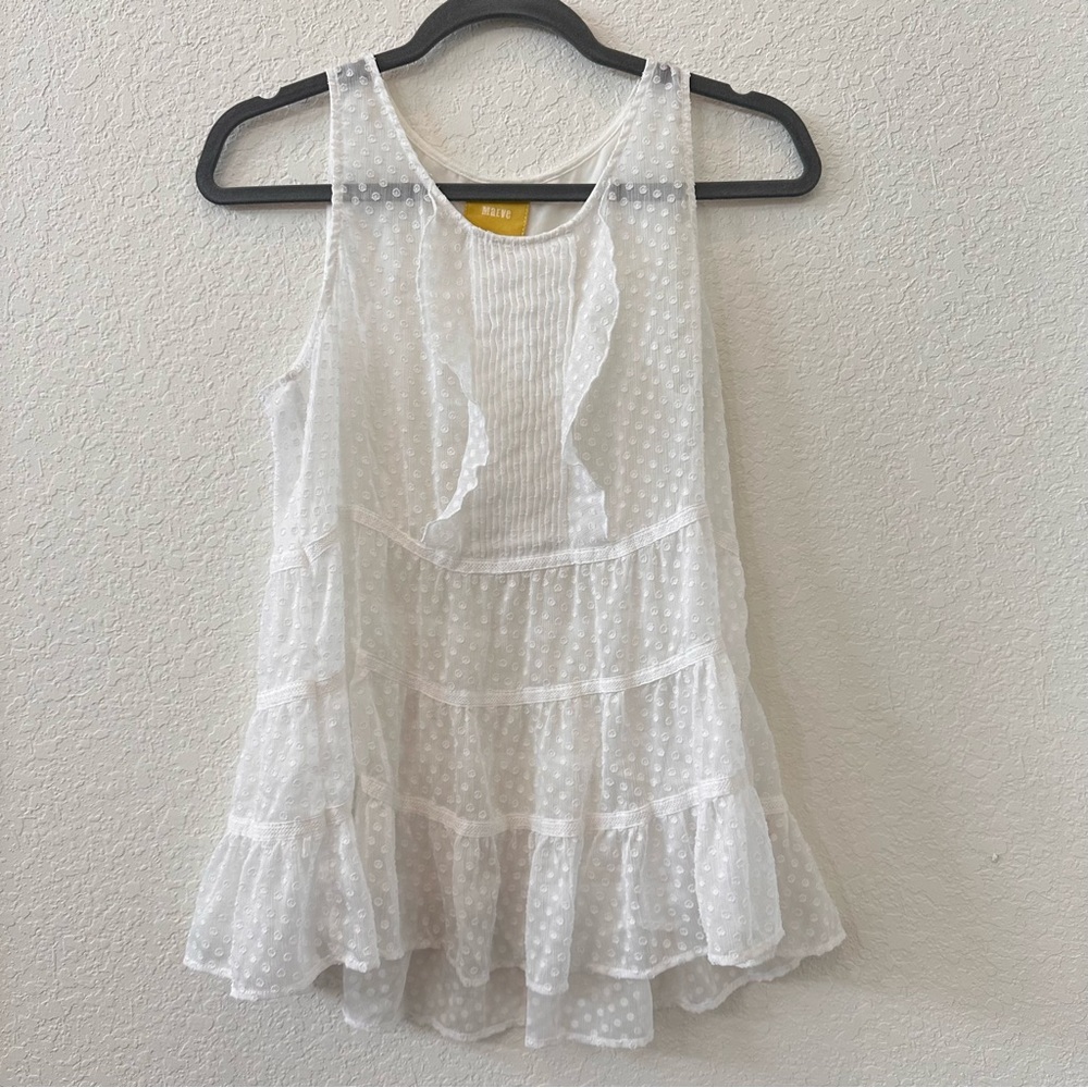 Maeve Sheer Polka Dot Blouse White